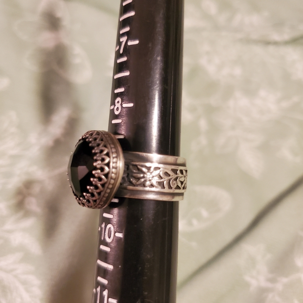 Gem Heaven sterling silver witchy black gemstone ring ooak artisan gothic